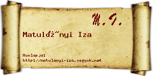 Matulányi Iza névjegykártya